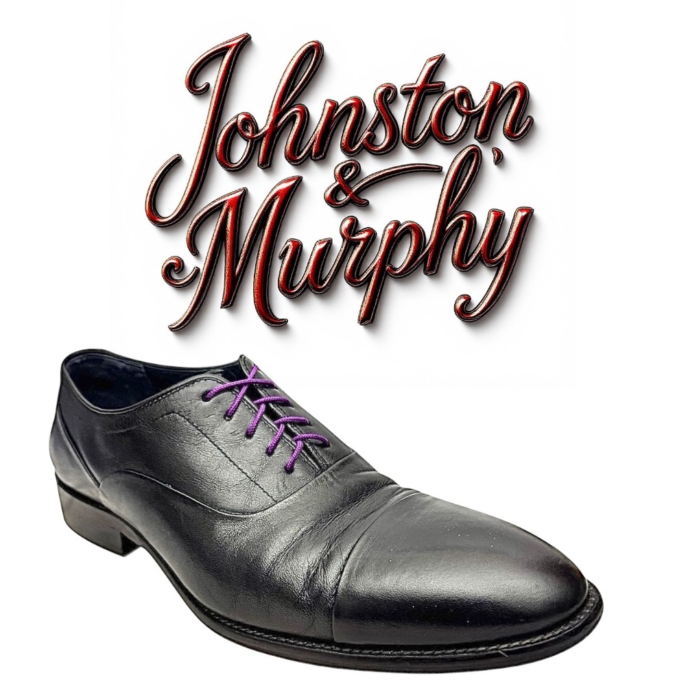 JOHNSTON & MURPHY MEN'S DRESS OXFORD SHOES SIZE 9.5 M BLACK LEATHER EUC